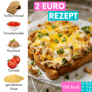 Auch diese Thunfisch Pizza Toasts zählen zu meinen Lieblings Snacks zum Abnehmen. Denn sie schmecken nicht nur mega lecker, sondern Du kannst sie auch mit sehr günstigen Zutaten zubereiten.