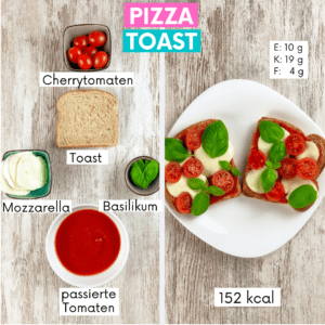 Pizza Toast gehört zu meinen Lieblings Snacks zum Abnehmen. Klick hier für das Rezept!!